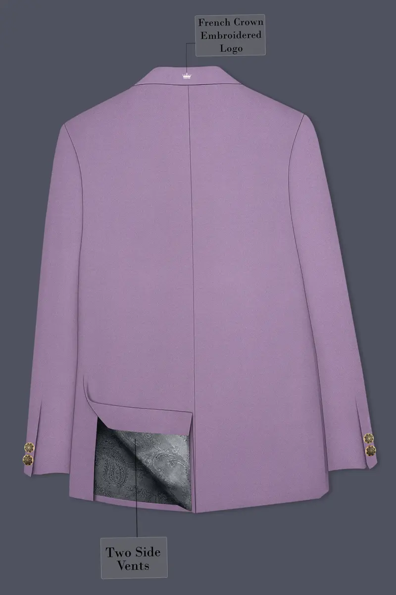 Violeto-Korean Mobster Purple 4-Way Stretch Wrinkle-Free Wool Rich Bandhgala Blazer 7