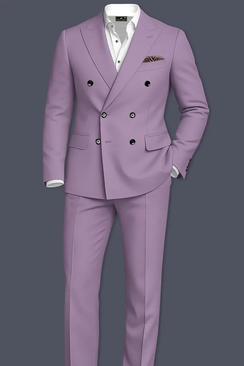 Violeto-Korean Mobster Purple 4-Way Stretch Wrinkle-Free Wool Rich Double Breasted Blazer 9