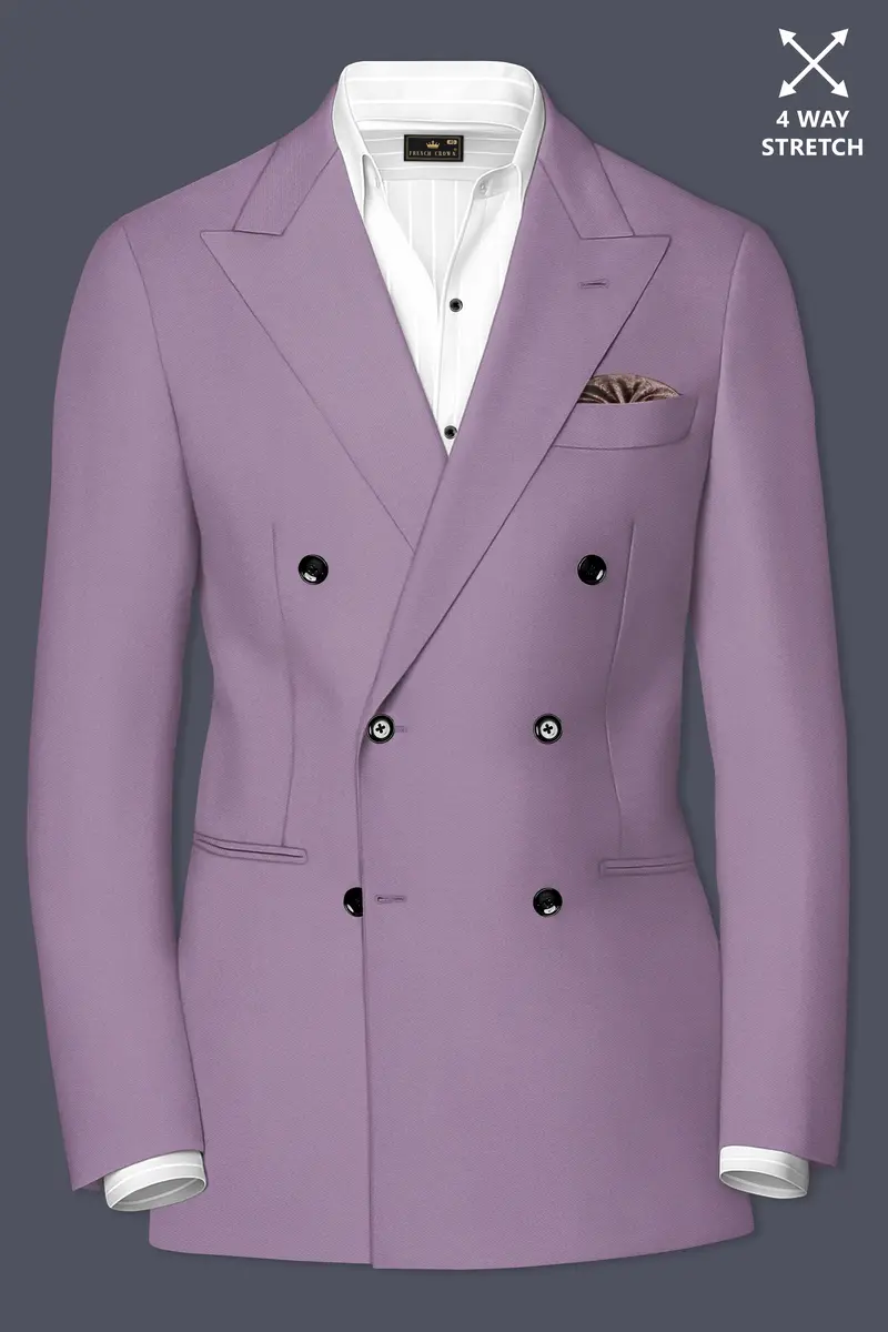 Violeto-Korean Mobster Purple 4-Way Stretch Wrinkle-Free Wool Rich Double Breasted Suit 10