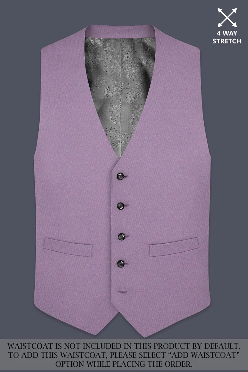Violeto-Korean Mobster Purple 4-Way Stretch Wrinkle-Free Wool Rich Double Breasted Suit 16