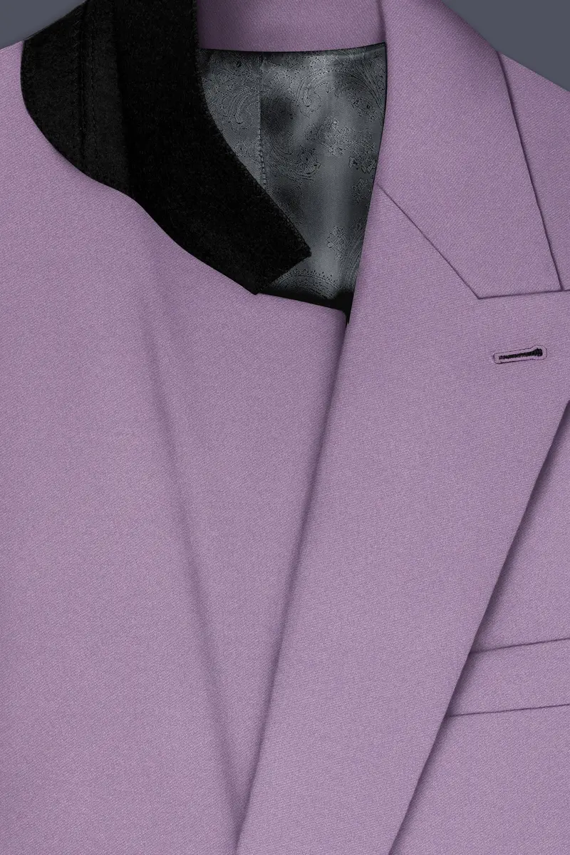 Violeto-Korean Mobster Purple 4-Way Stretch Wrinkle-Free Wool Rich Double Breasted Suit 5