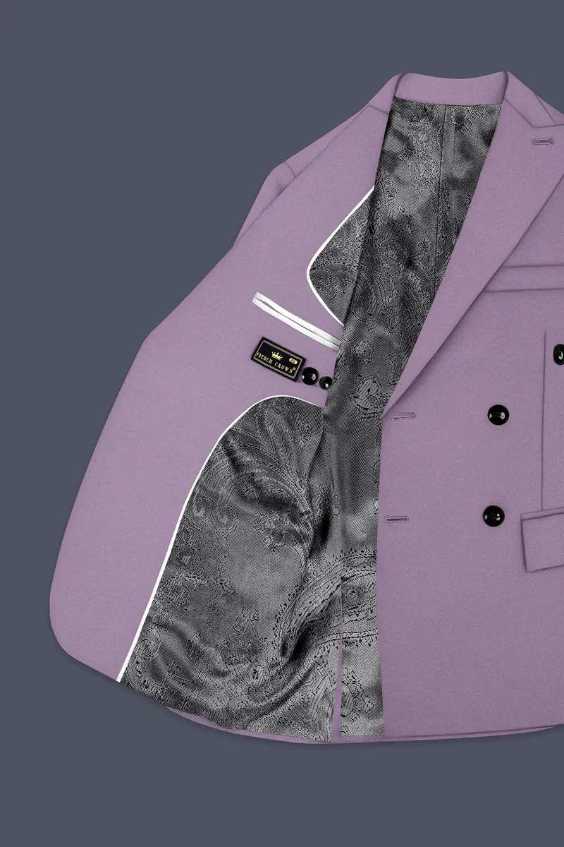 Violeto-Korean Mobster Purple 4-Way Stretch Wrinkle-Free Wool Rich Double Breasted Suit 6