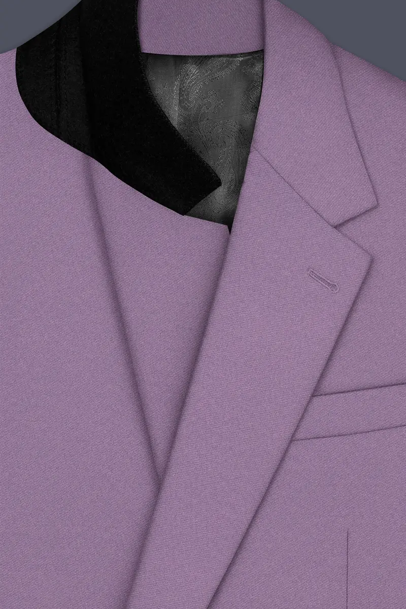 Violeto-Korean Mobster Purple 4-Way Stretch Wrinkle-Free Wool Rich Single Breasted Suit 5
