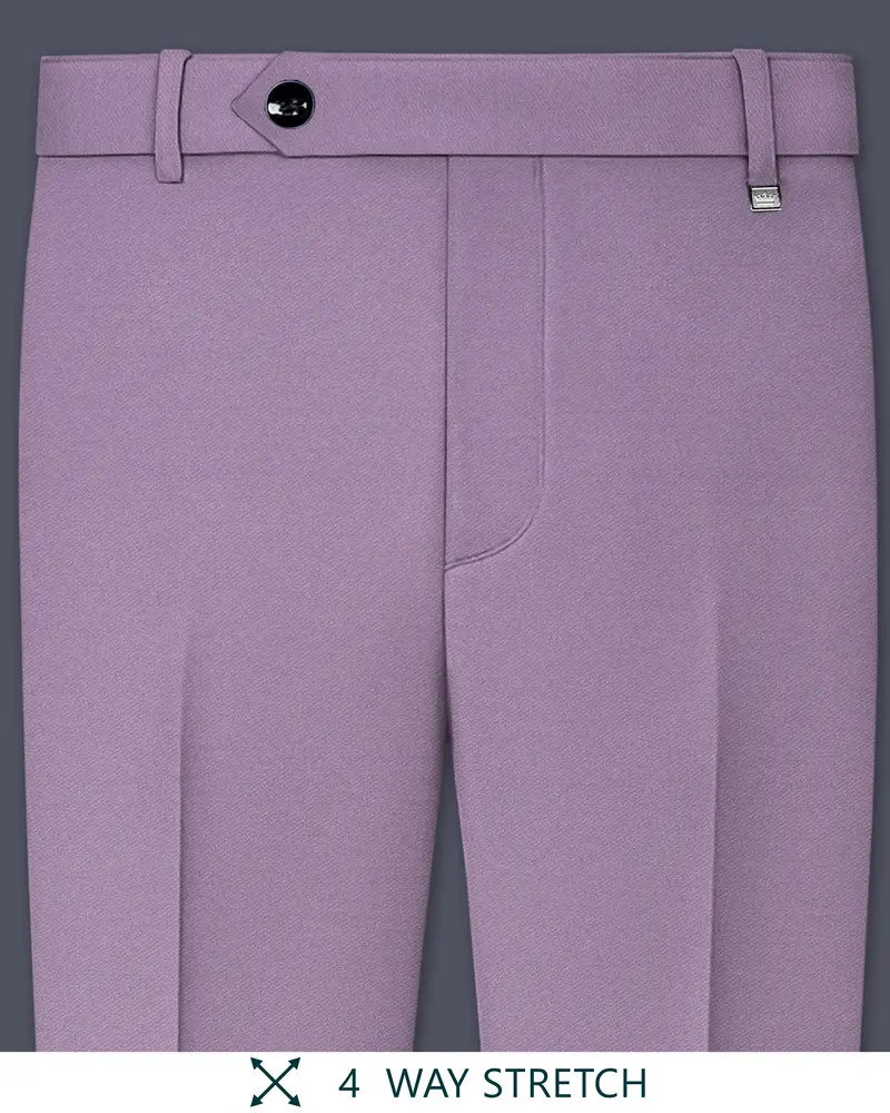 Violeto-Korean Mobster Purple 4-Way Stretch Wrinkle-Free Wool Rich Stretchable Waistband Pant 1