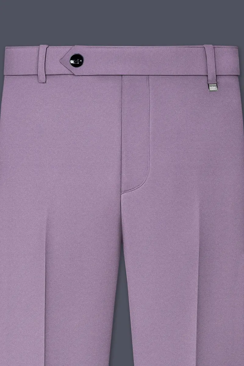 Violeto-Korean Mobster Purple 4-Way Stretch Wrinkle-Free Wool Rich Stretchable Waistband Pant 4