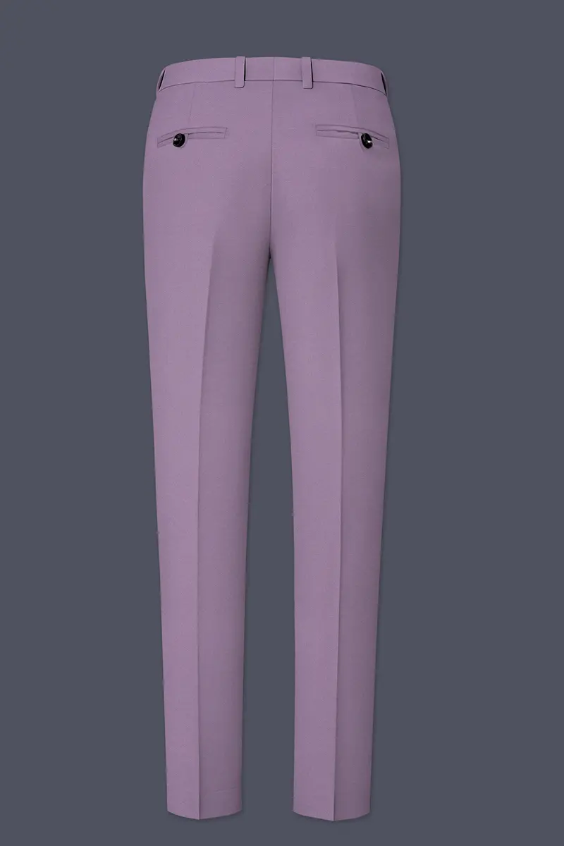 Violeto-Korean Mobster Purple 4-Way Stretch Wrinkle-Free Wool Rich Stretchable Waistband Pant 5