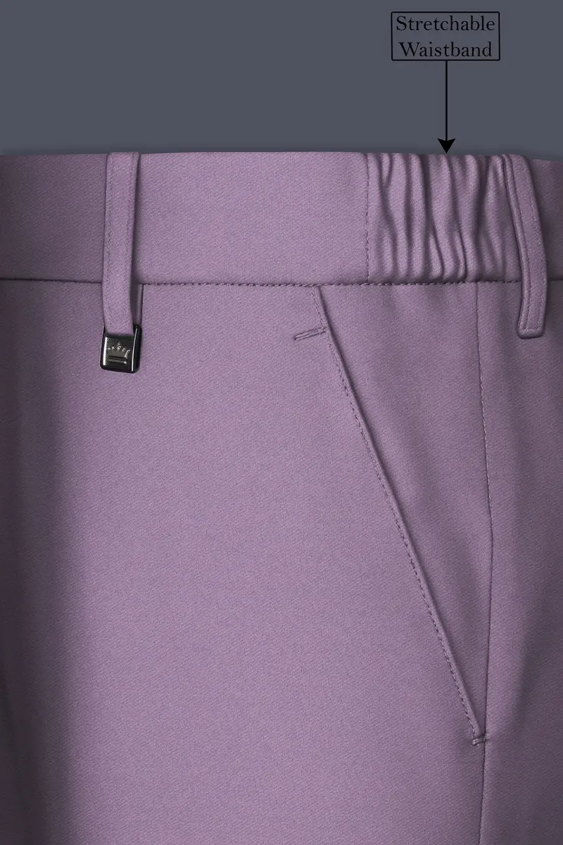 Violeto-Korean Mobster Purple 4-Way Stretch Wrinkle-Free Wool Rich Stretchable Waistband Pant 6
