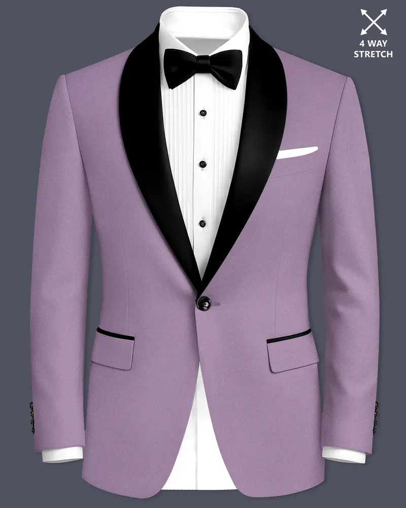 Violeto-Korean Mobster Purple 4-Way Stretch Wrinkle-Free Wool Rich Tuxedo Blazer 1