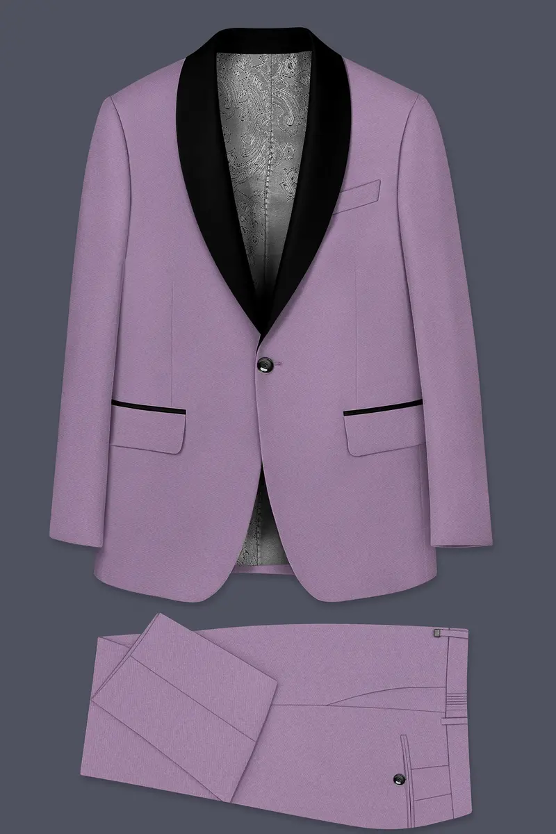 Violeto-Korean Mobster Purple 4-Way Stretch Wrinkle-Free Wool Rich Tuxedo Suit 11