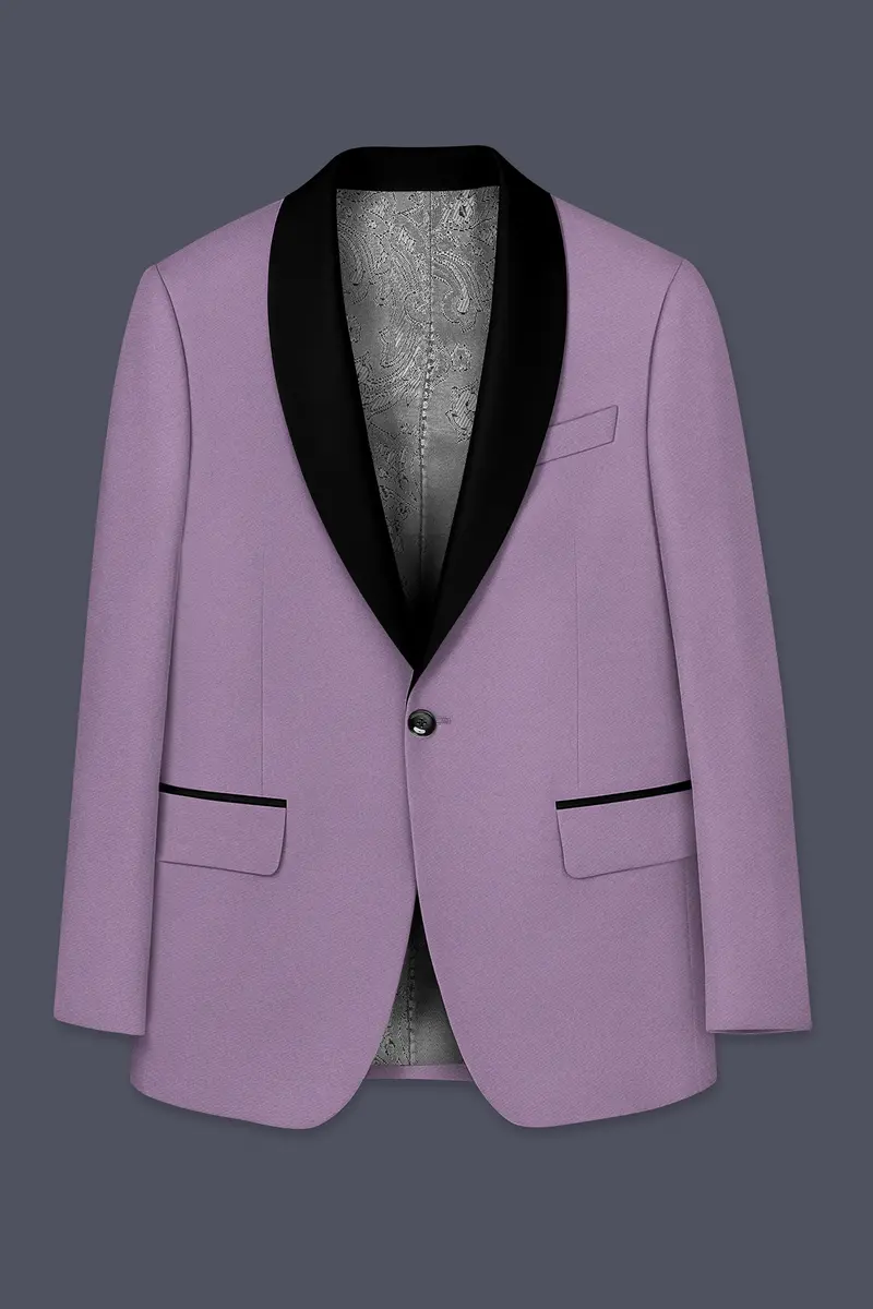 Violeto-Korean Mobster Purple 4-Way Stretch Wrinkle-Free Wool Rich Tuxedo Suit 8