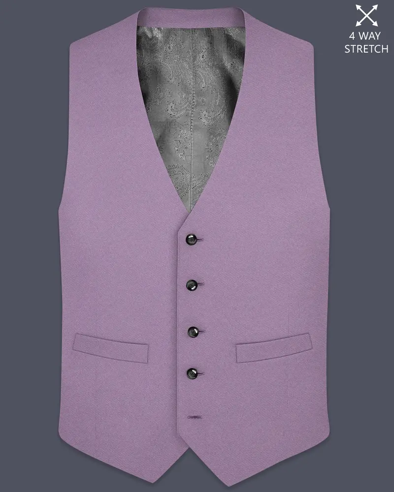 Violeto-Korean Mobster Purple 4-Way Stretch Wrinkle-Free Wool Rich Waistcoat 1