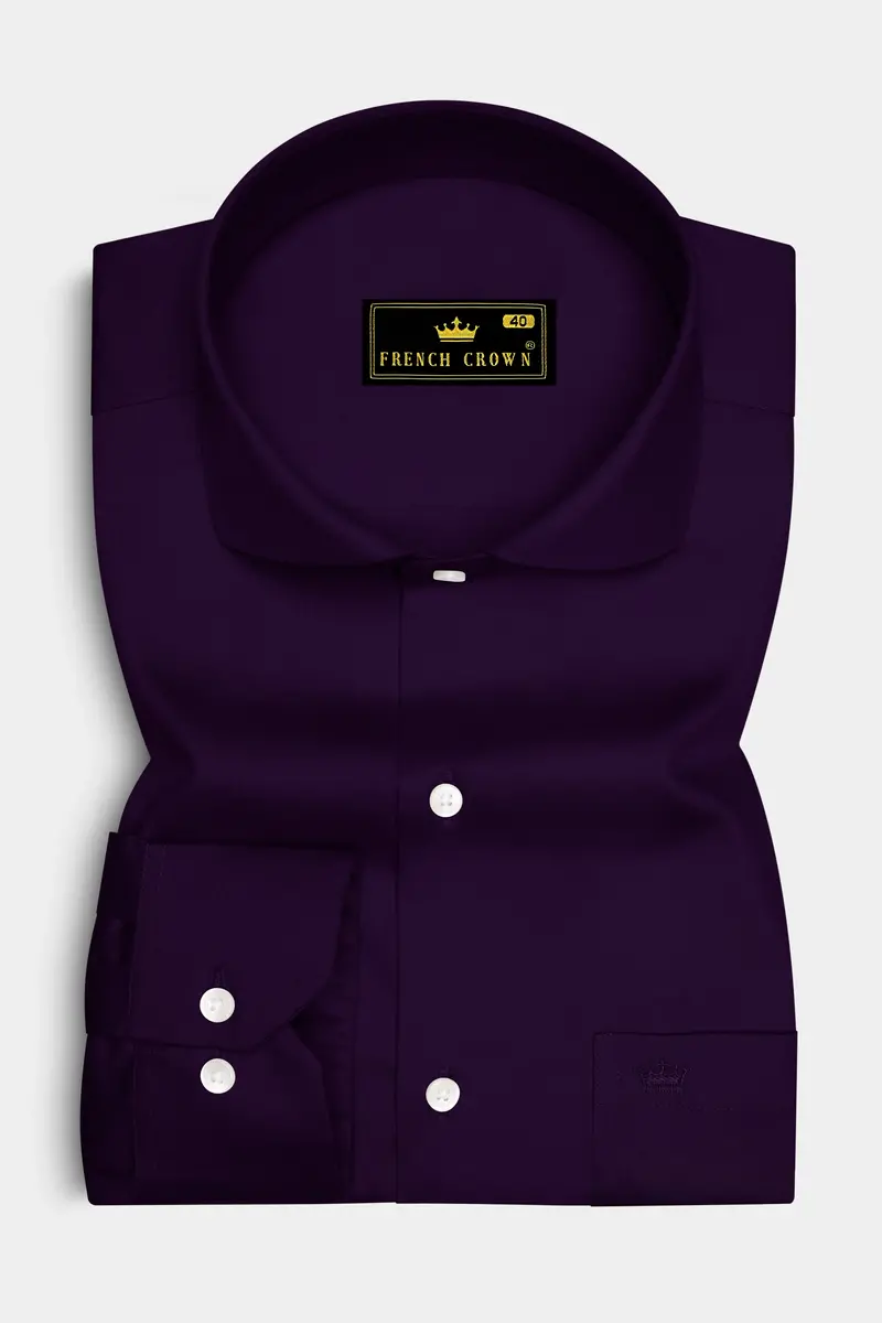 Violoro-Ebnoy Purple Subtle Sheen Super Soft Premium Cotton Cut Away Collar Dress Shirt 4