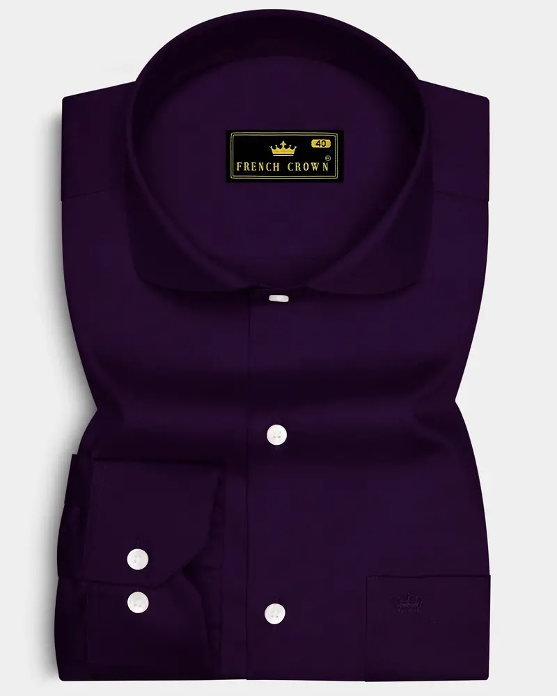 Violoro-Ebnoy Purple Subtle Sheen Super Soft Premium Cotton Cut Away Collar Dress Shirt 6