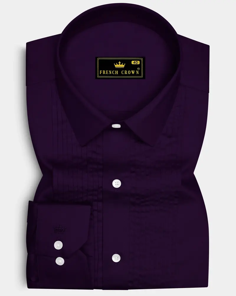 Violoro-Ebnoy Purple Subtle Sheen Super Soft Premium Cotton Tuxedo Dress Shirt 1