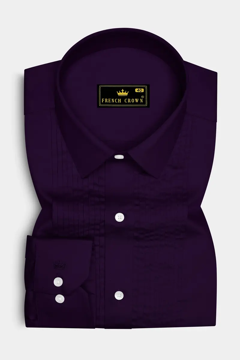 Violoro-Ebnoy Purple Subtle Sheen Super Soft Premium Cotton Tuxedo Dress Shirt 2