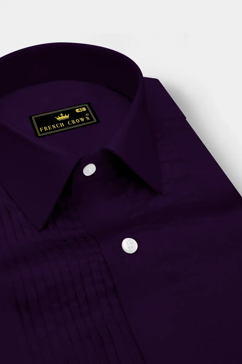 Violoro-Ebnoy Purple Subtle Sheen Super Soft Premium Cotton Tuxedo Dress Shirt 4