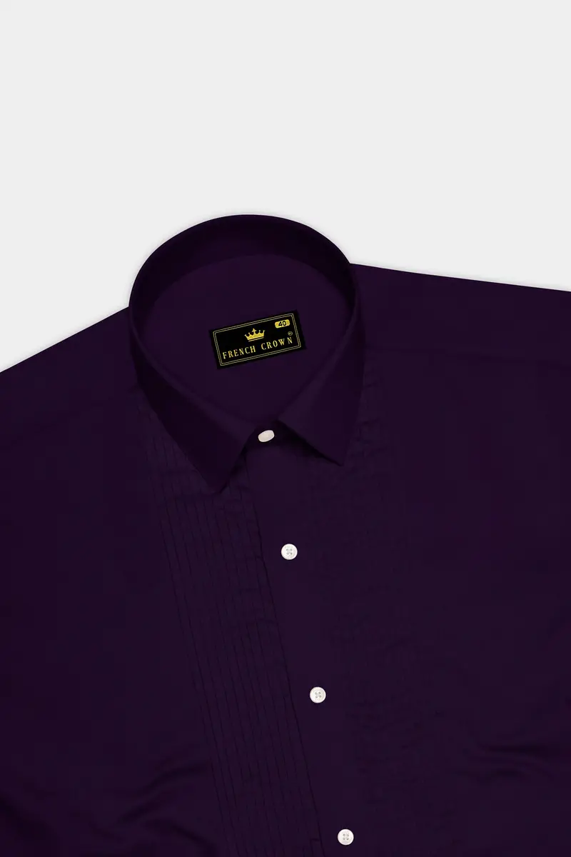 Violoro-Ebnoy Purple Subtle Sheen Super Soft Premium Cotton Tuxedo Dress Shirt 5