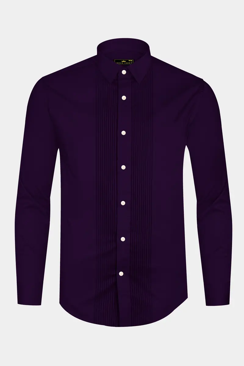 Violoro-Ebnoy Purple Subtle Sheen Super Soft Premium Cotton Tuxedo Dress Shirt 6