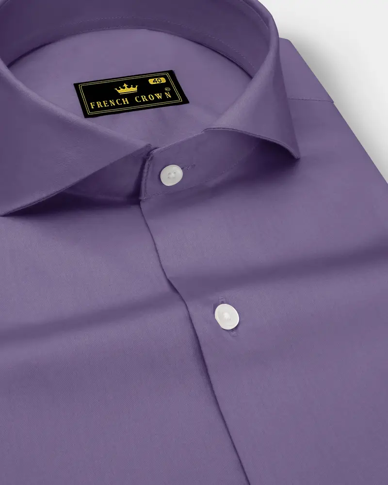 Violoro-Mobster Purple Subtle Sheen Super Soft Premium Cotton Cut Away Collar Dress Shirt 1