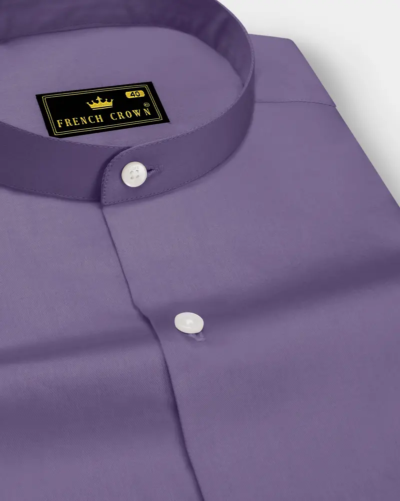 Violoro-Mobster Purple Subtle Sheen Super Soft Premium Cotton Mandarin Dress Shirt 1