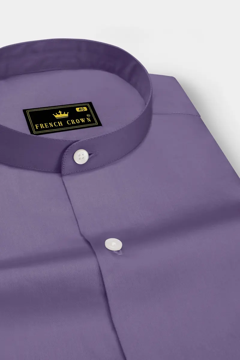 Violoro-Mobster Purple Subtle Sheen Super Soft Premium Cotton Mandarin Dress Shirt 2