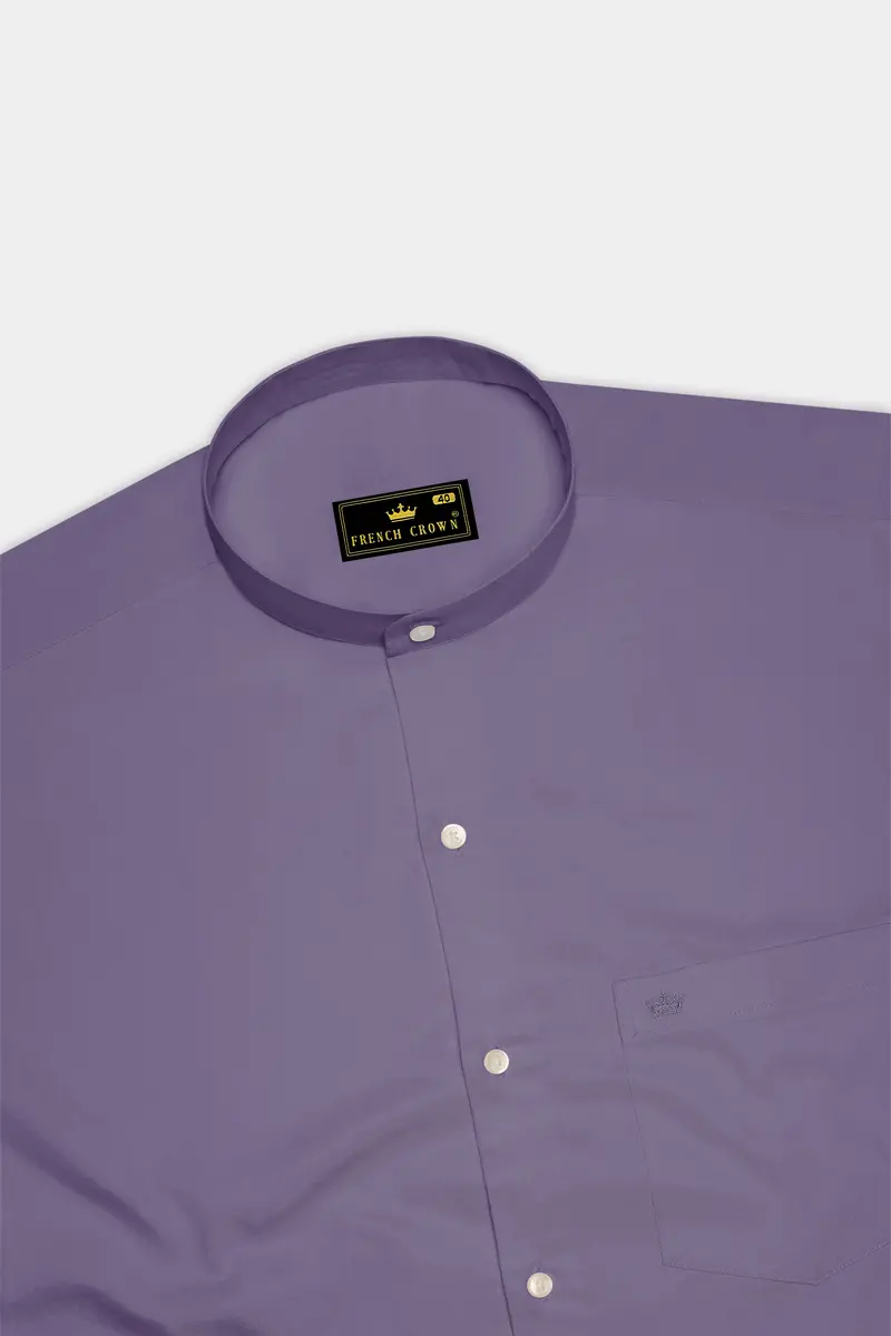 Violoro-Mobster Purple Subtle Sheen Super Soft Premium Cotton Mandarin Dress Shirt 5