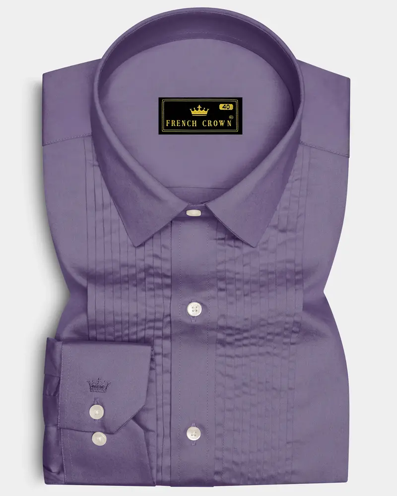 Violoro-Mobster Purple Subtle Sheen Super Soft Premium Cotton Tuxedo Dress Shirt 1