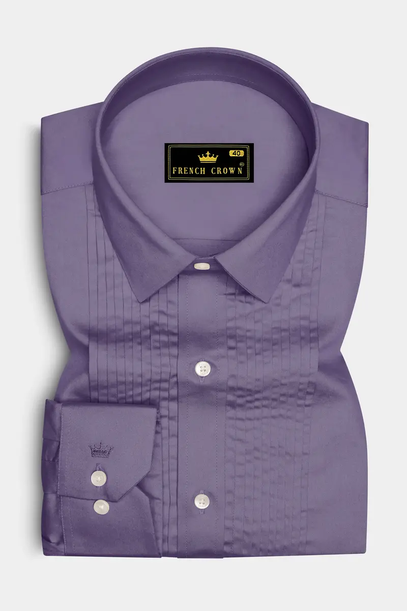 Violoro-Mobster Purple Subtle Sheen Super Soft Premium Cotton Tuxedo Dress Shirt 2