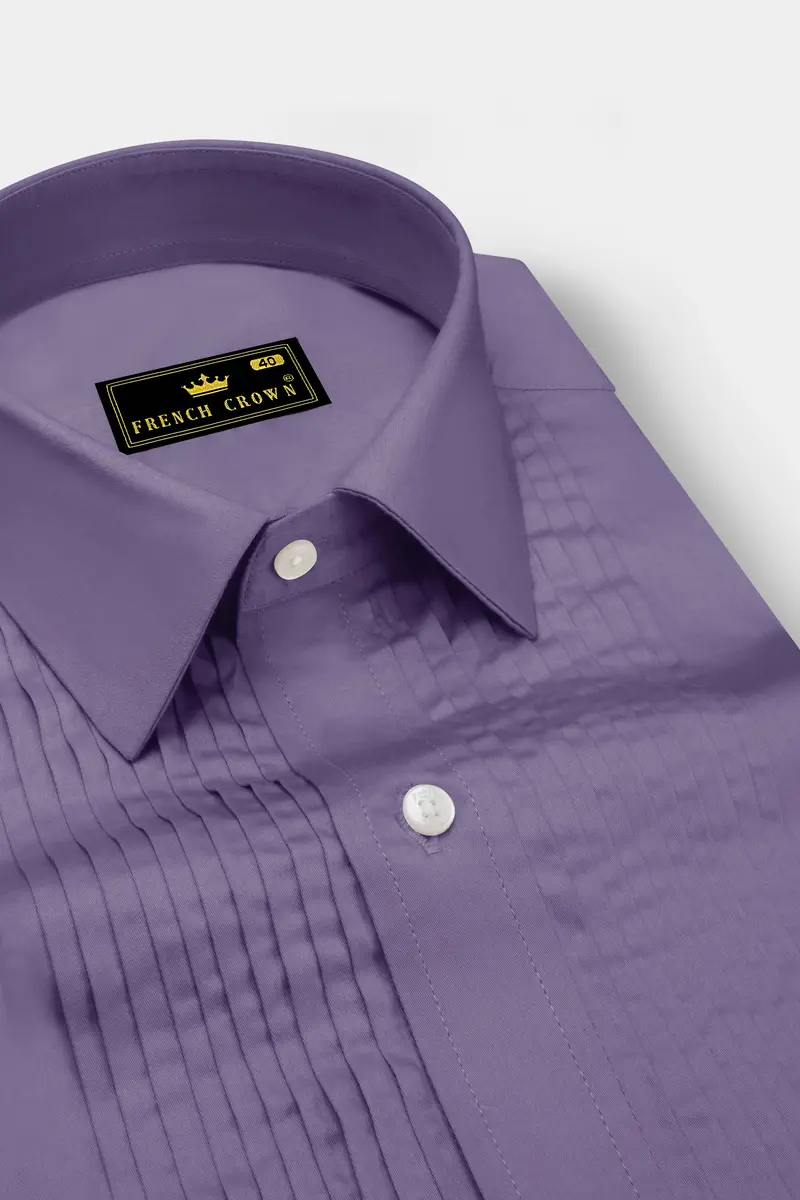 Violoro-Mobster Purple Subtle Sheen Super Soft Premium Cotton Tuxedo Dress Shirt 4