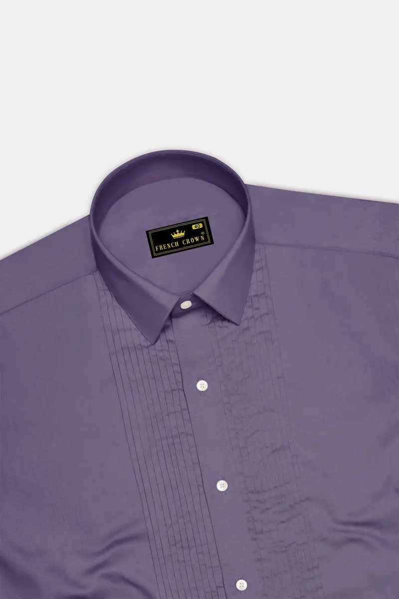 Violoro-Mobster Purple Subtle Sheen Super Soft Premium Cotton Tuxedo Dress Shirt 5