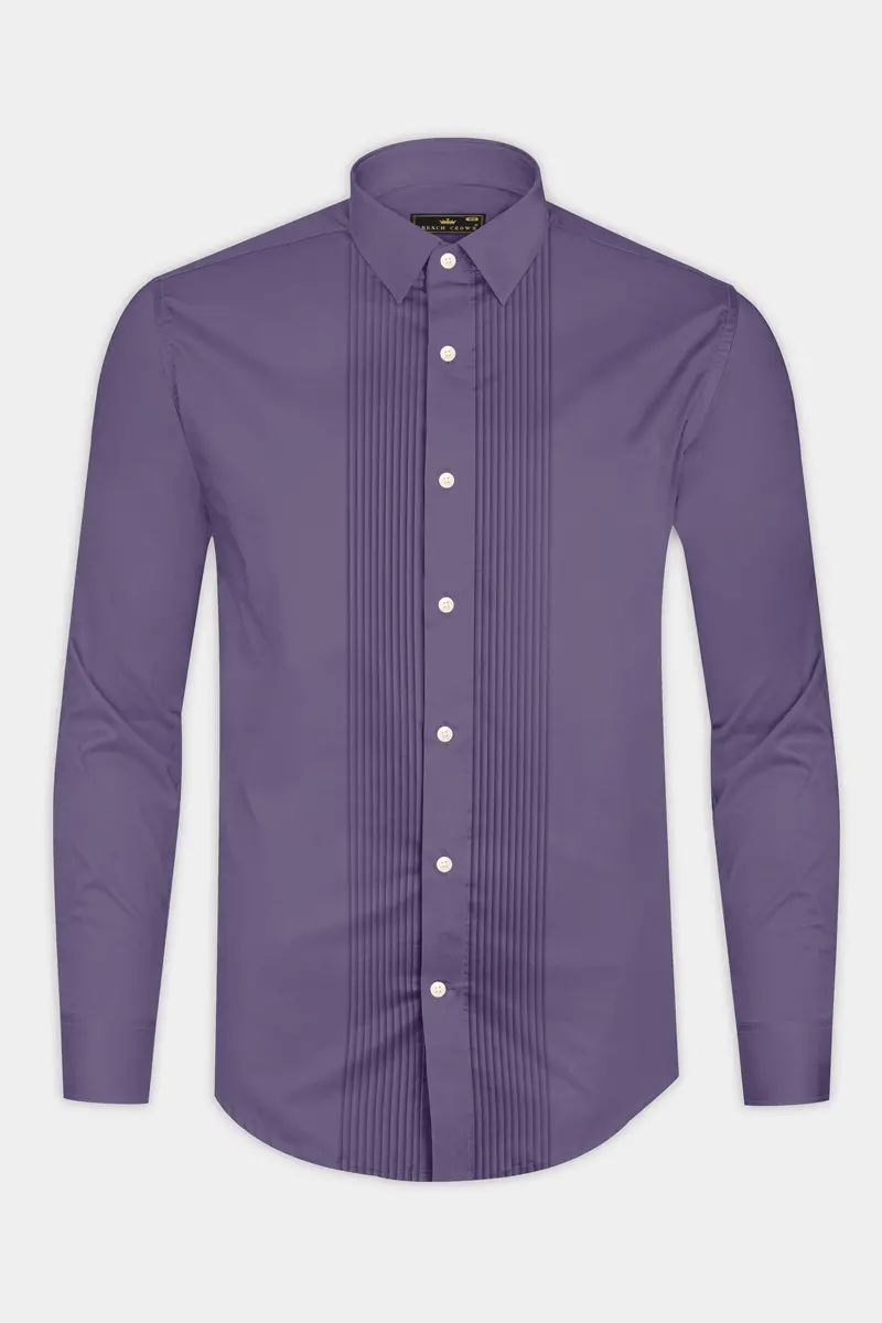 Violoro-Mobster Purple Subtle Sheen Super Soft Premium Cotton Tuxedo Dress Shirt 6