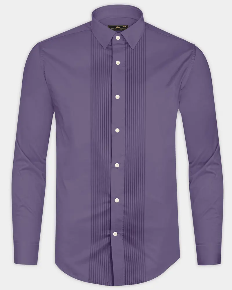 Violoro-Mobster Purple Subtle Sheen Super Soft Premium Cotton Tuxedo Dress Shirt 8