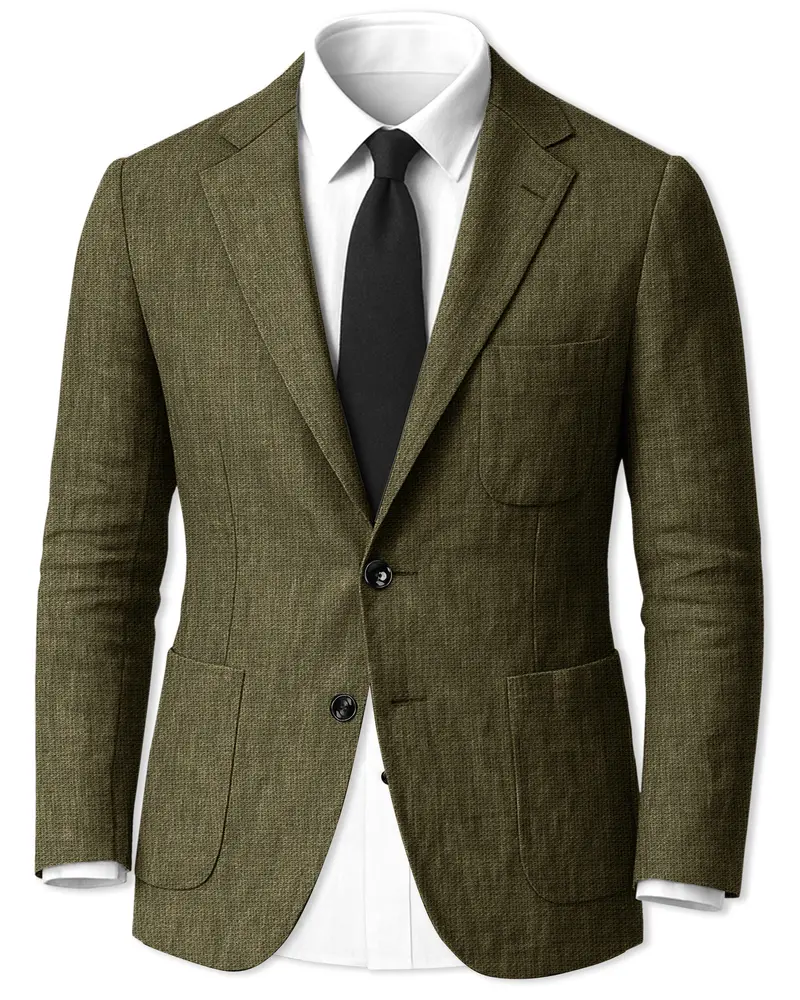Virenza-Birch Green Luxurious Linen Single Breasted Sports Blazer 1