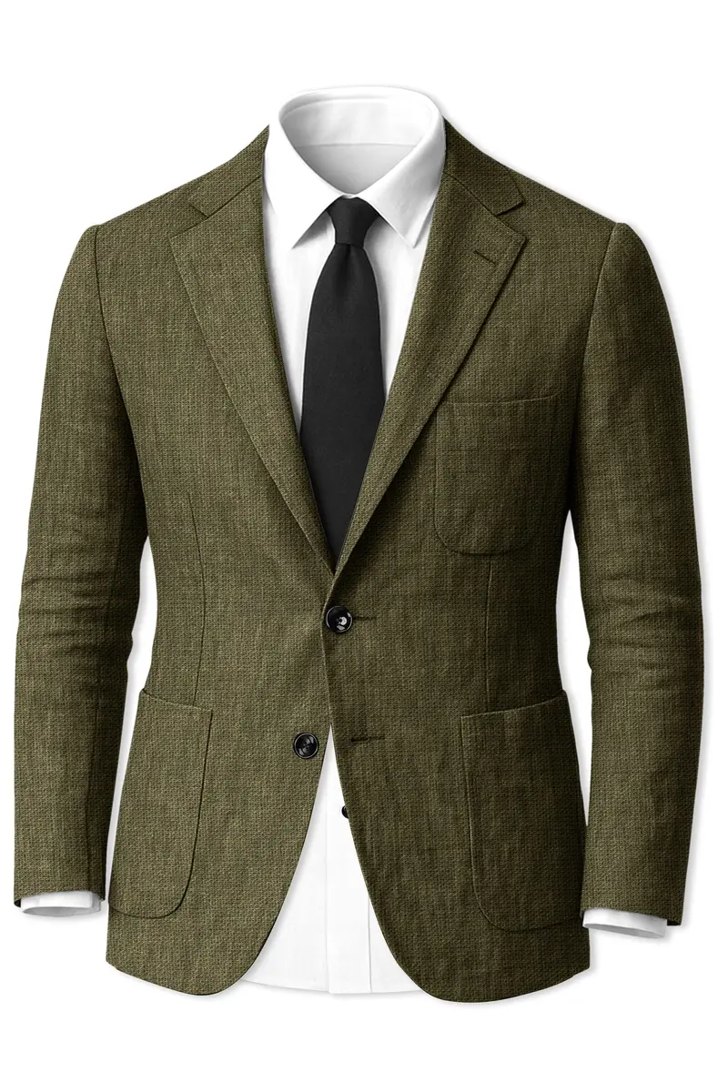 Virenza-Birch Green Luxurious Linen Single Breasted Sports Blazer 2