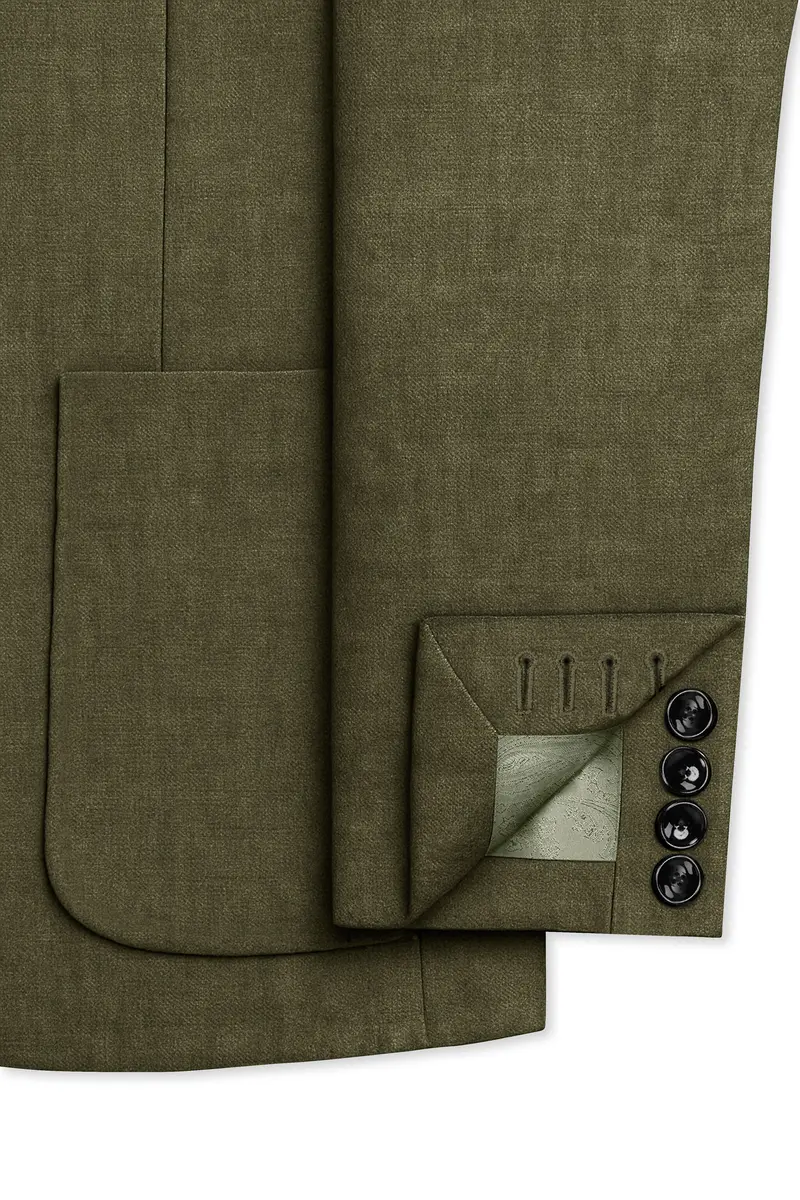 Virenza-Birch Green Luxurious Linen Single Breasted Sports Blazer 7