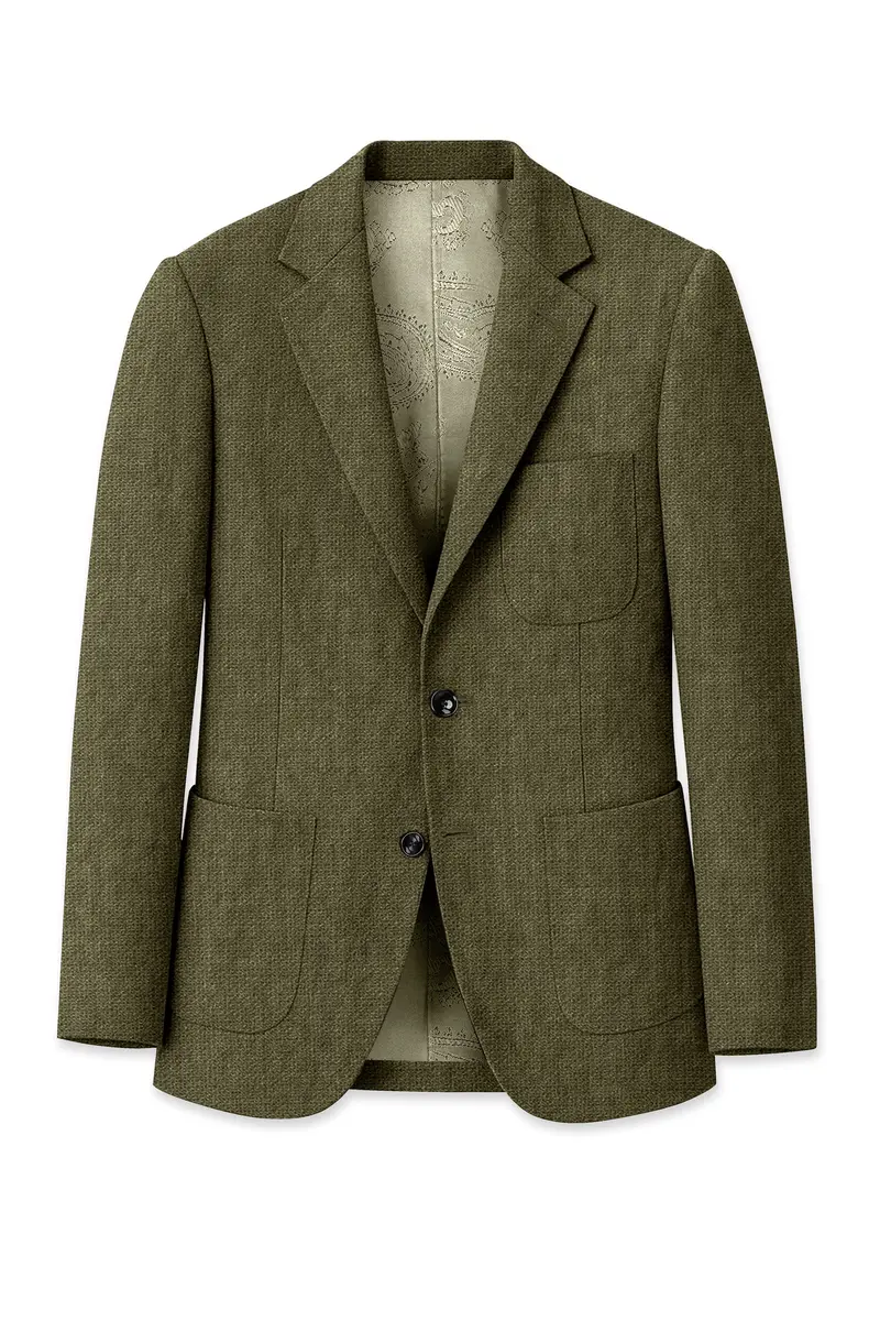 Virenza-Birch Green Luxurious Linen Single Breasted Sports Blazer 8