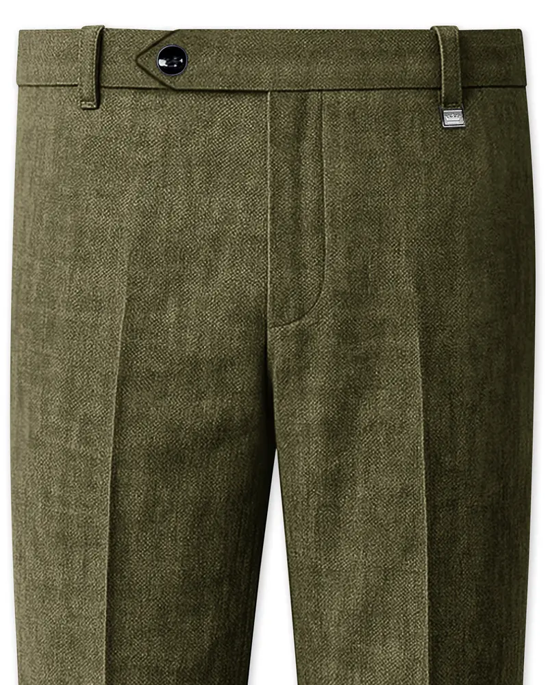 Virenza-Birch Green Luxurious Linen Stretchable Waistband Pant 1