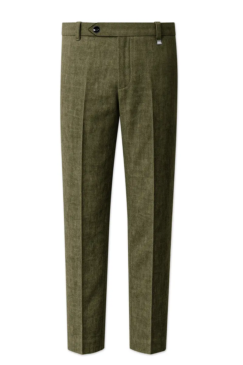 Virenza-Birch Green Luxurious Linen Stretchable Waistband Pant 2