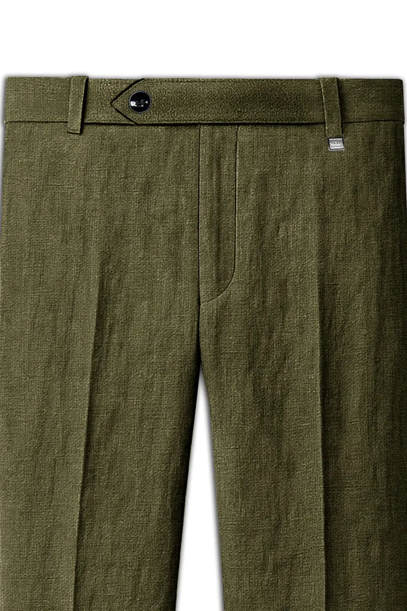 Virenza-Birch Green Luxurious Linen Stretchable Waistband Pant 4