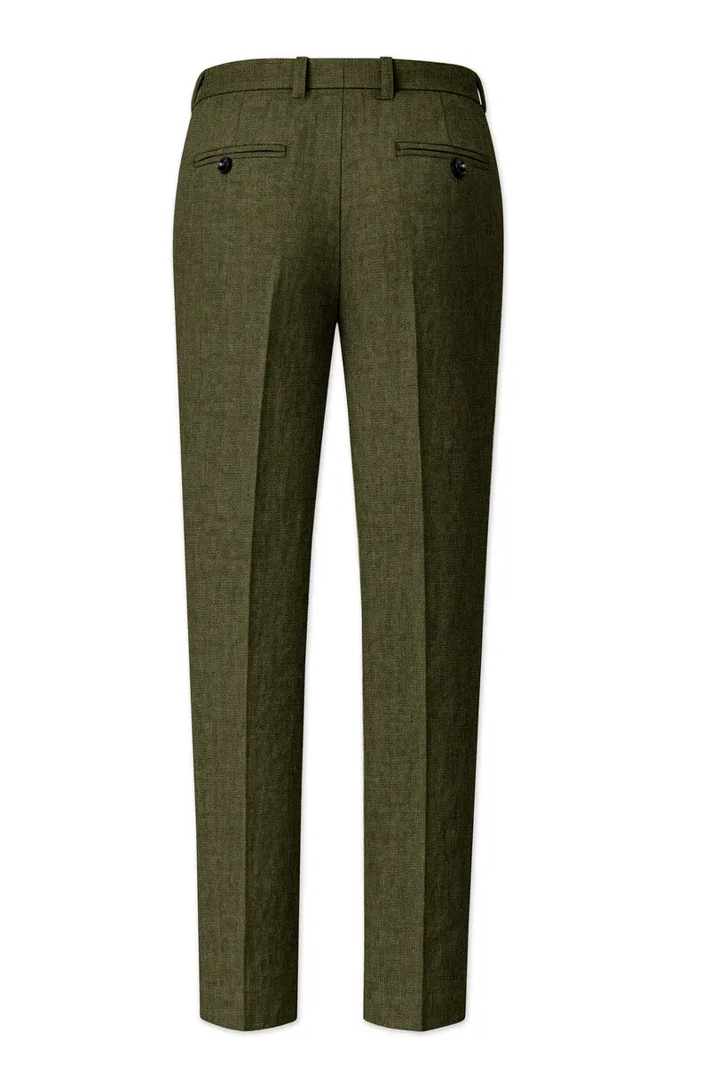 Virenza-Birch Green Luxurious Linen Stretchable Waistband Pant 5