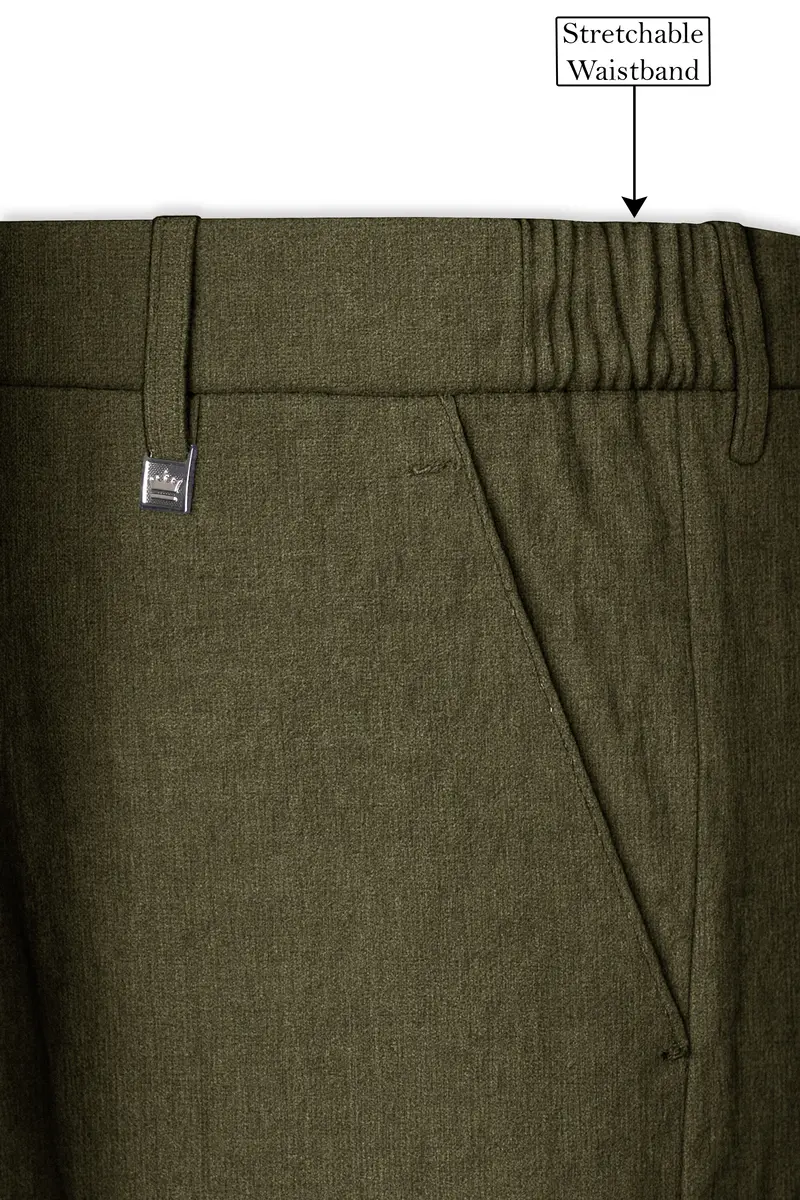 Virenza-Birch Green Luxurious Linen Stretchable Waistband Pant 6