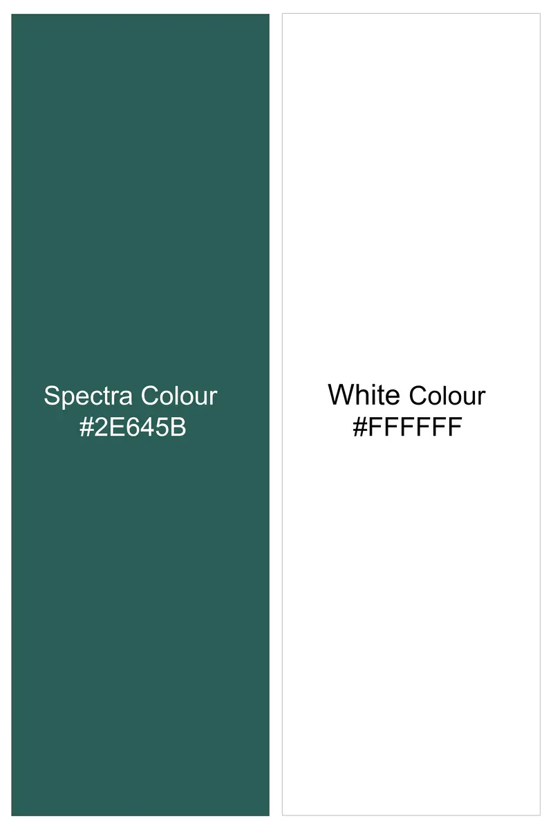 Virenza-Bright White With Spectra Green Ditsy Printed Super Soft Premium Cotton Semi Formal Shirt 7