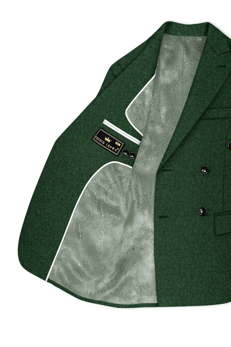 Virenza-Mystle Green Textured Tweed Double Breasted Suit 6