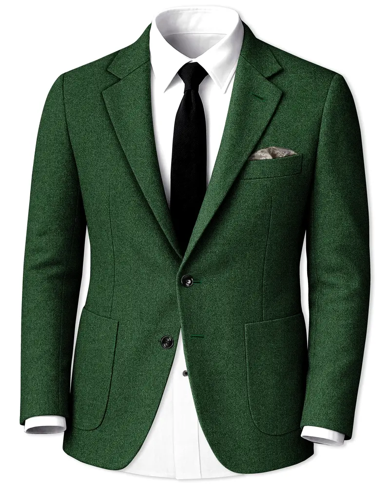 Virenza-Mystle Green Textured Tweed Single Breasted Sports Blazer 1