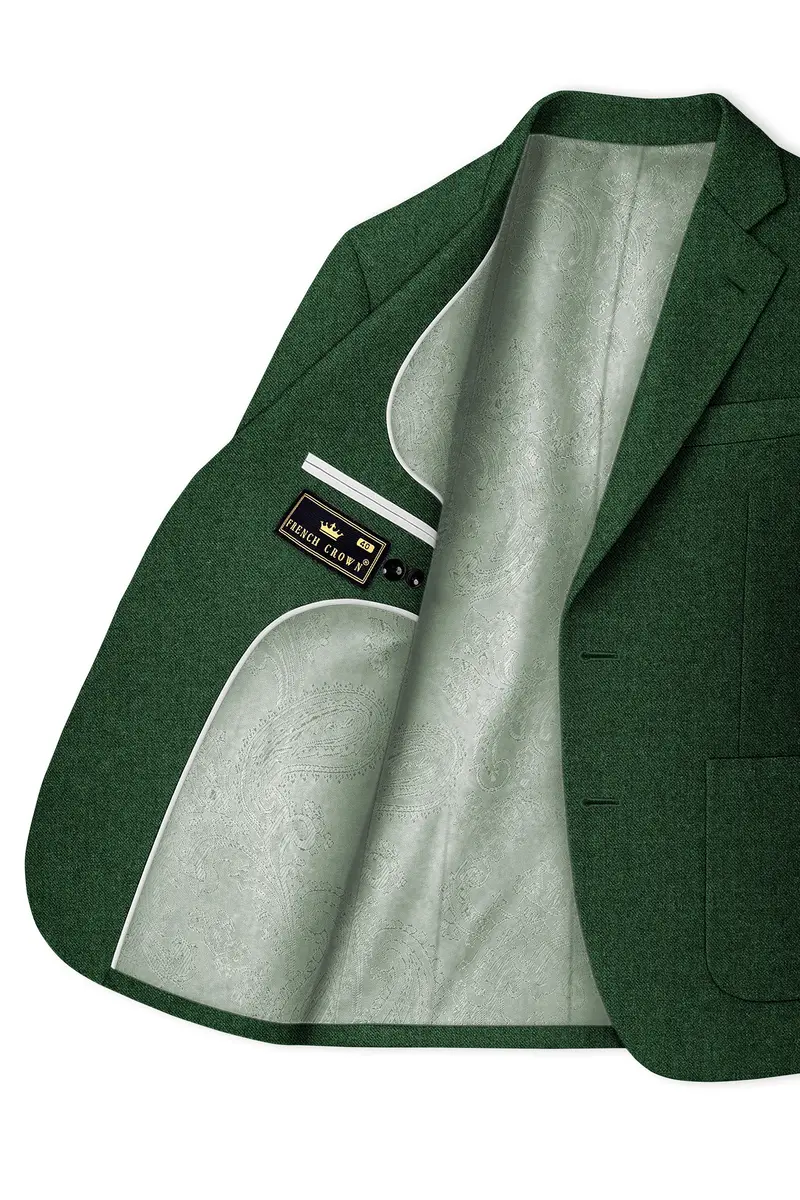 Virenza-Mystle Green Textured Tweed Single Breasted Sports Blazer 5