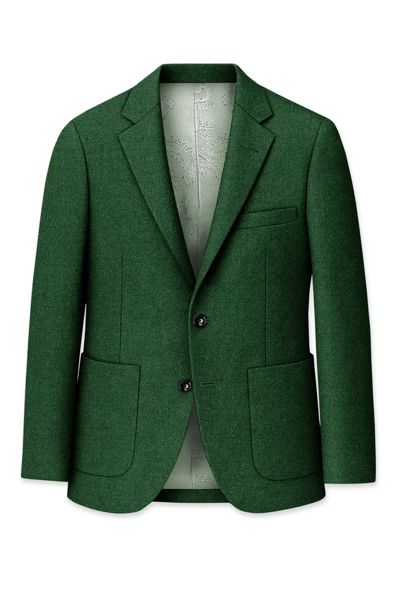 Virenza-Mystle Green Textured Tweed Single Breasted Sports Blazer 7