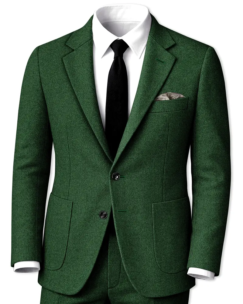 Virenza-Mystle Green Textured Tweed Single Breasted Sports Suit 1