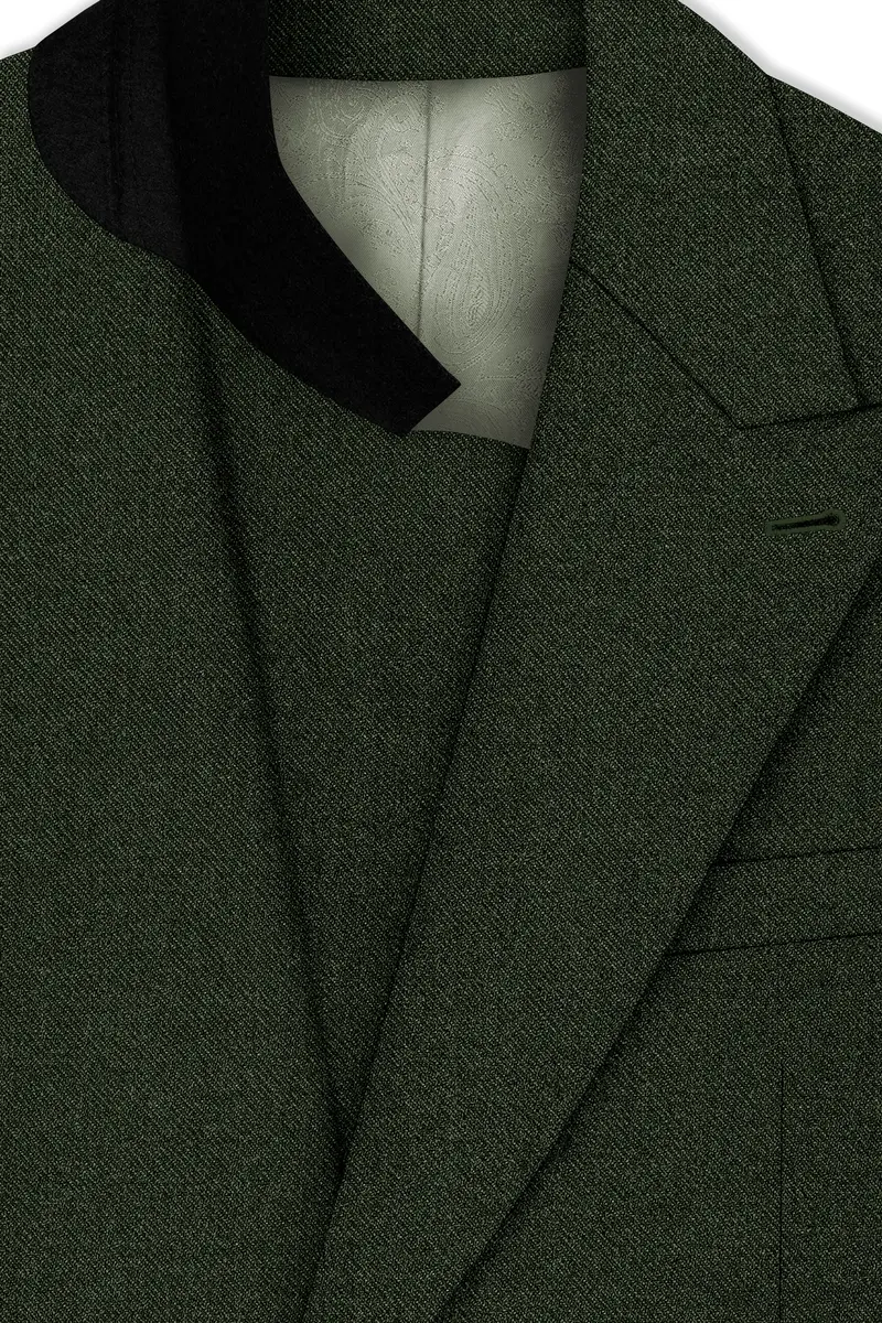 Virenza-Rangoon Green Textured Tweed Double Breasted Blazer 4