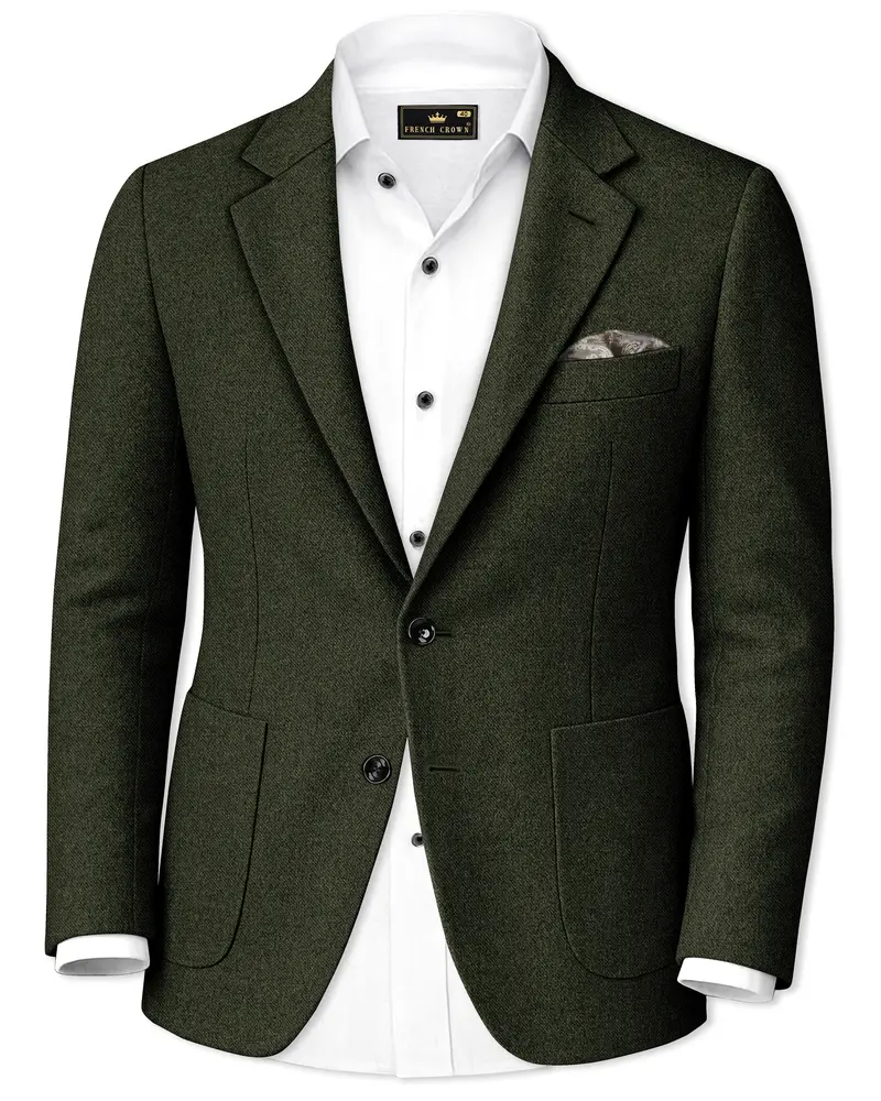 Virenza-Rangoon Green Textured Tweed Single Breasted Sports Blazer 1