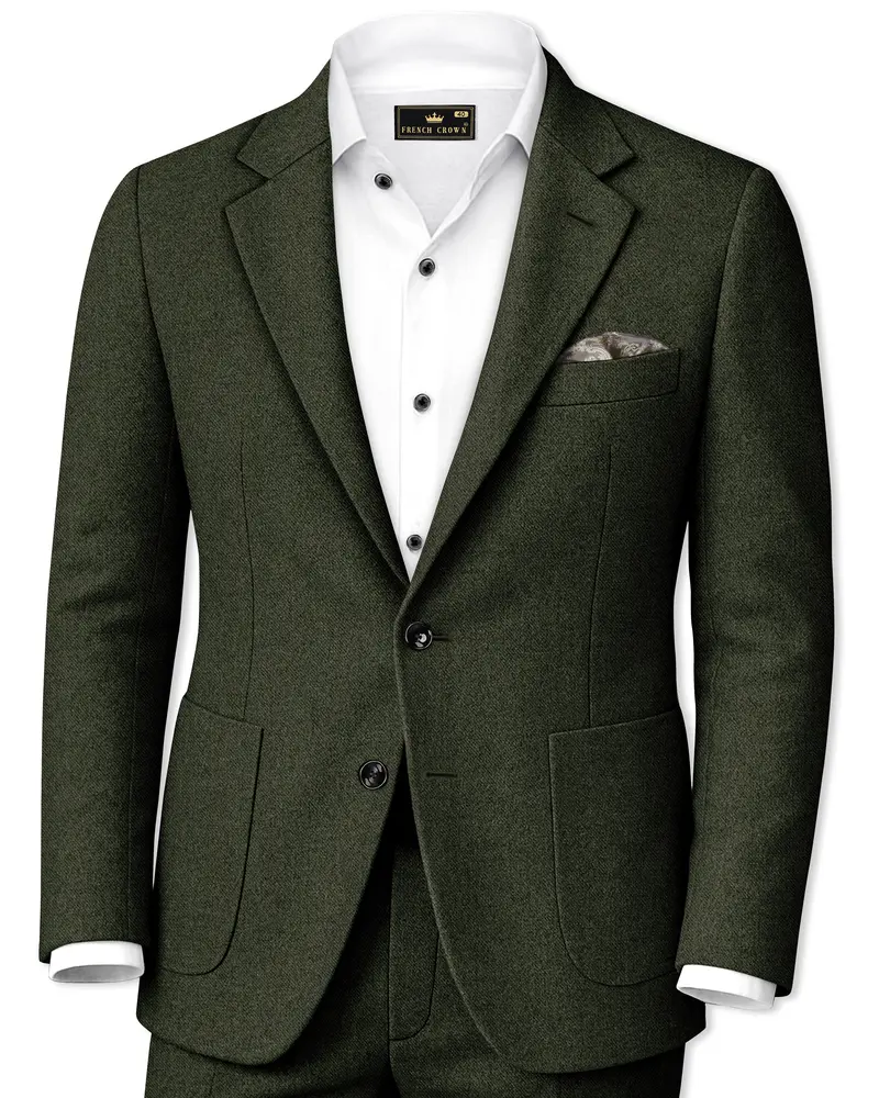 Virenza-Rangoon Green Textured Tweed Single Breasted Sports Suit 1